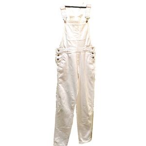 H&M WHITE/BRONZE HARDWARE OVERALL BIB-JEANS SZ 4